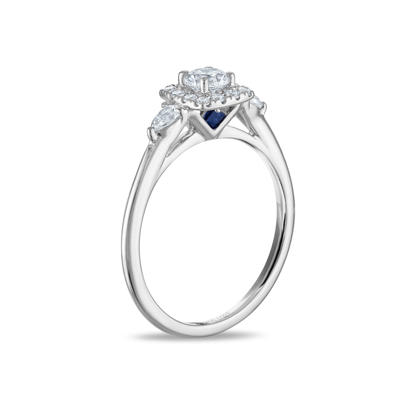 Main Image 2 of Vera Wang 18ct White Gold 0.50ct Diamond Emerald Shaped Halo Certificated Ring