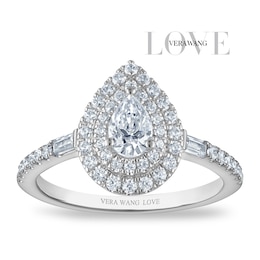 Vera Wang 18ct White Gold 0.70ct Diamond Pear Shaped Double Halo Certificated Ring