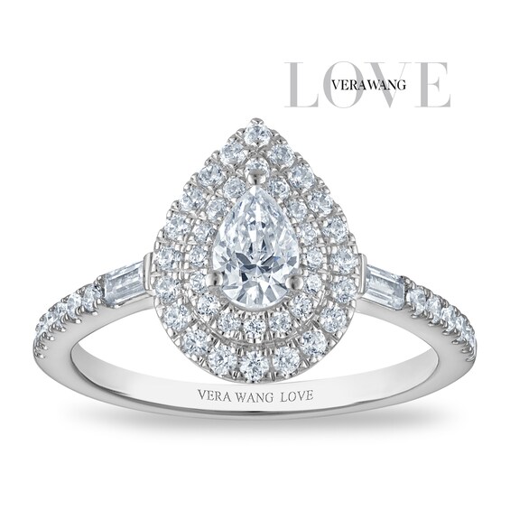 Engagement Ring Vera Wang 18ct White Gold Pear Double Halo C