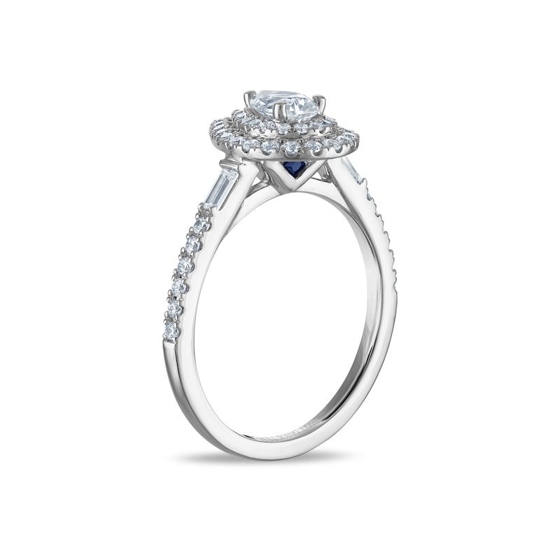 Main Image 2 of Vera Wang 18ct White Gold 0.70ct Diamond Pear Shaped Double Halo Certificated Ring