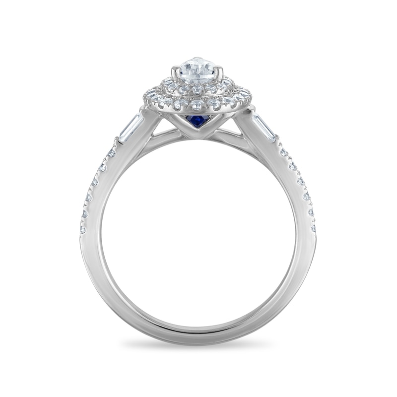 Main Image 3 of Vera Wang 18ct White Gold 0.70ct Diamond Pear Shaped Double Halo Certificated Ring