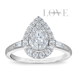 Vera Wang 18ct White Gold 0.50ct Diamond Mixed Cut Pear Shaped Cluster Certificated Ring