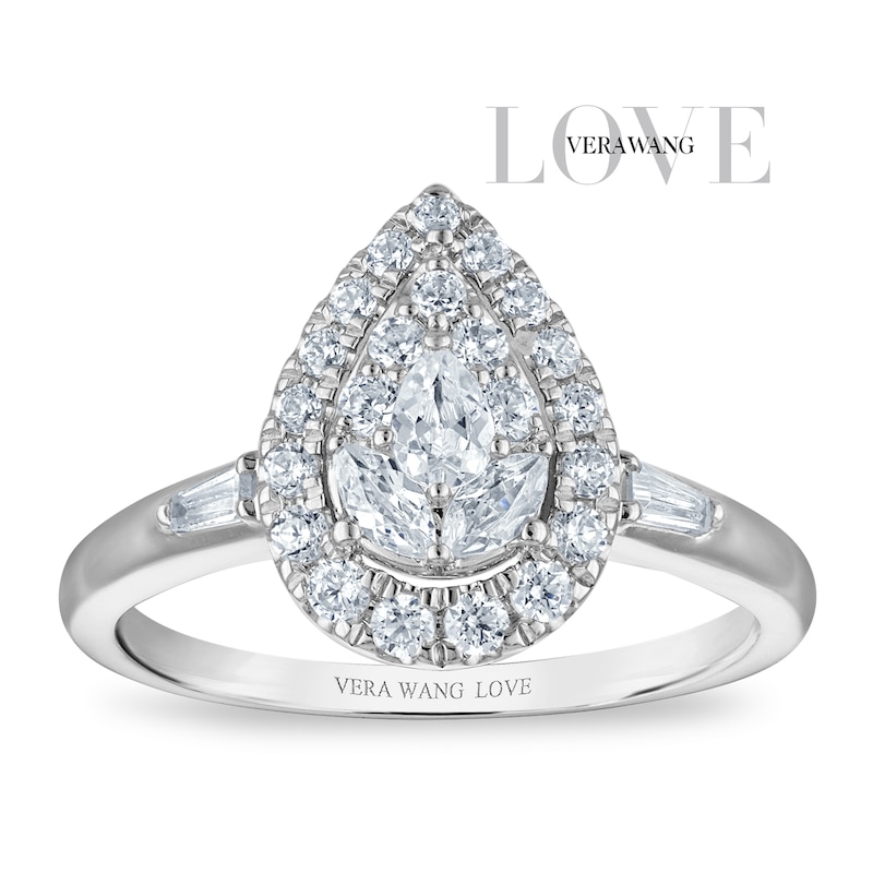 Main Image 1 of Vera Wang 18ct White Gold 0.50ct Diamond Mixed Cut Pear Shaped Cluster Certificated Ring