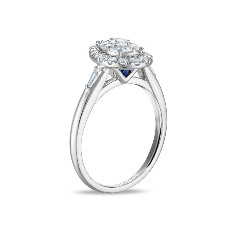 Main Image 2 of Vera Wang 18ct White Gold 0.50ct Diamond Mixed Cut Pear Shaped Cluster Certificated Ring