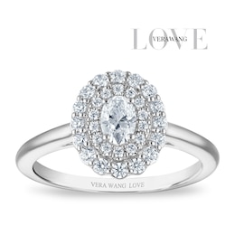 Vera Wang 18ct White Gold 0.50ct Diamond Oval Shaped Double Halo Certificated Ring