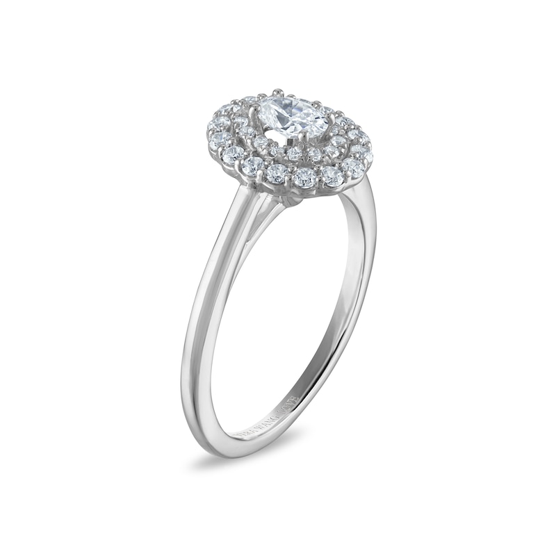 Main Image 2 of Vera Wang 18ct White Gold 0.50ct Diamond Oval Shaped Double Halo Certificated Ring