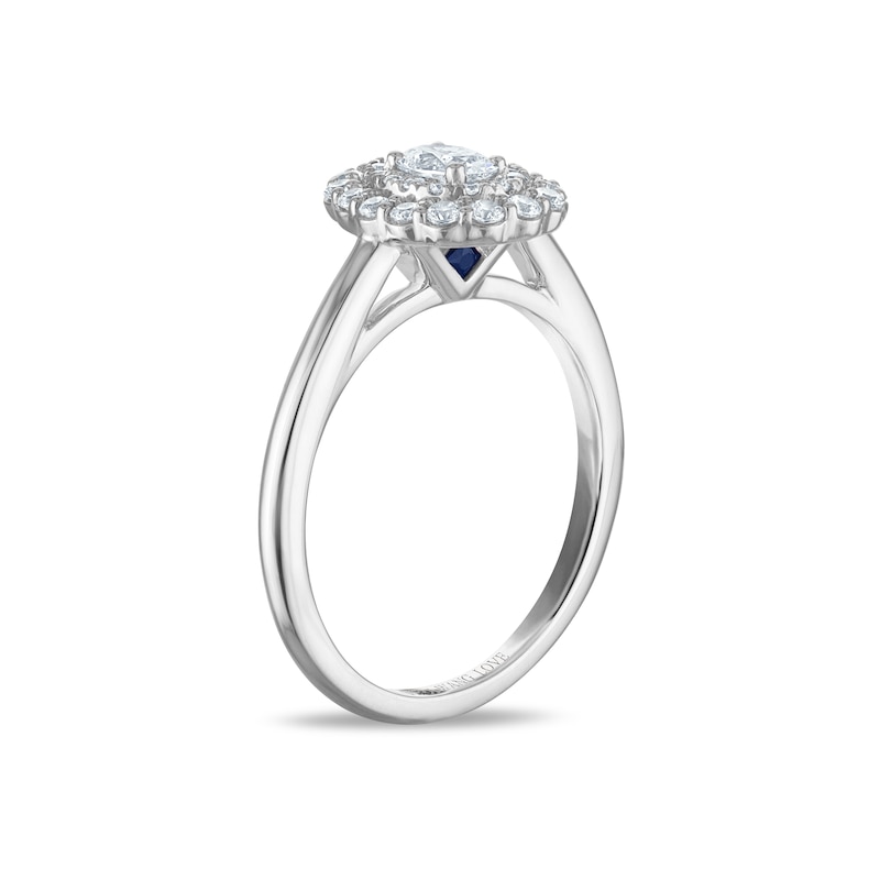 Main Image 3 of Vera Wang 18ct White Gold 0.50ct Diamond Oval Shaped Double Halo Certificated Ring