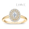Thumbnail Image 1 of Vera Wang 18ct Yellow Gold 0.50ct Diamond Oval Shaped Double Halo Certificated Ring