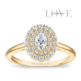 Vera Wang 18ct Yellow Gold 0.50ct Diamond Oval Shaped Double Halo Certificated Ring