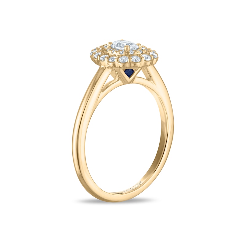 Main Image 2 of Vera Wang 18ct Yellow Gold 0.50ct Diamond Oval Shaped Double Halo Certificated Ring