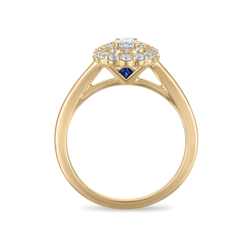Main Image 3 of Vera Wang 18ct Yellow Gold 0.50ct Diamond Oval Shaped Double Halo Certificated Ring