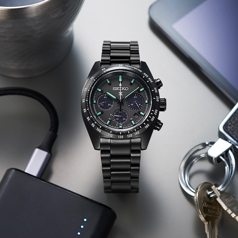 Main Image 5 of Seiko Prospex Black Series ‘Night Speedtimer’ Solar Chronograph Black Bracelet Watch