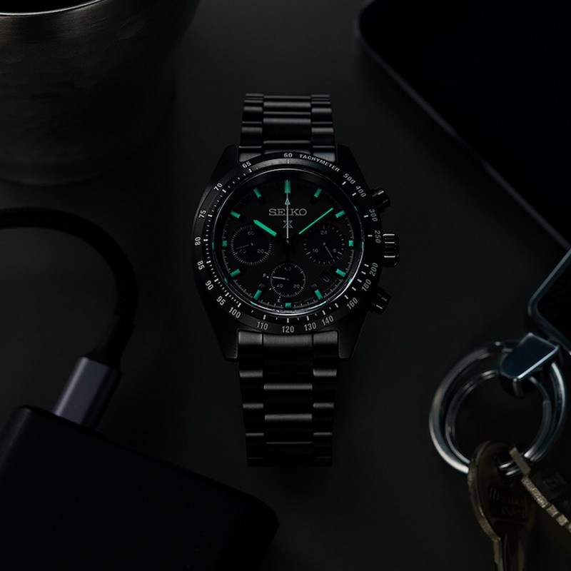Main Image 6 of Seiko Prospex Black Series ‘Night Speedtimer’ Solar Chronograph Black Bracelet Watch