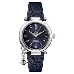 Vivienne Westwood Orb Ladies' Navy Blue Leather Strap Watch
