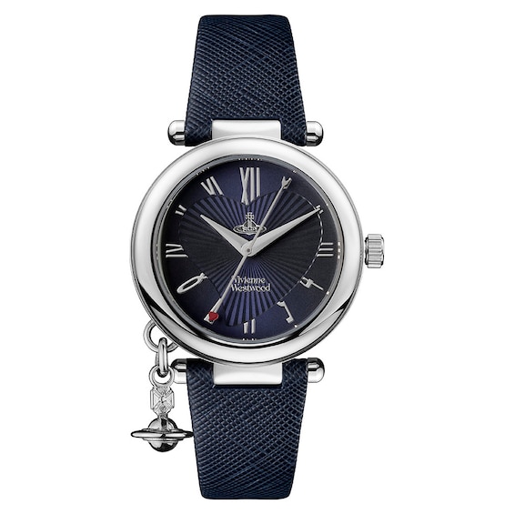 Vivienne Westwood Orb Ladies’ Navy Blue Leather Strap Watch