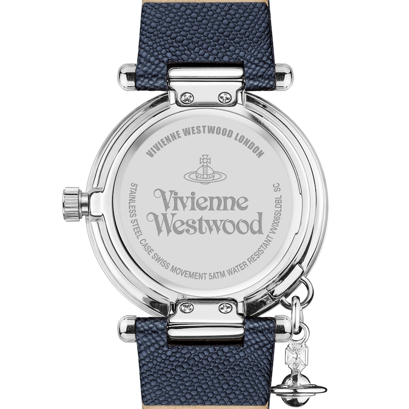 Vivienne Westwood Orb Ladies' Navy Blue Leather Strap Watch
