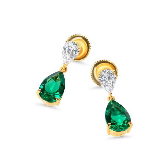 CARAT* LONDON Arabella Baby Gold Vermeil and Green Emerald Earrings