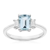 Thumbnail Image 1 of Platinum 0.18ct Diamond & Aquamarine Emerald Cut Trilogy Ring