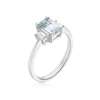 Thumbnail Image 2 of Platinum 0.18ct Diamond & Aquamarine Emerald Cut Trilogy Ring