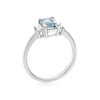 Thumbnail Image 3 of Platinum 0.18ct Diamond & Aquamarine Emerald Cut Trilogy Ring