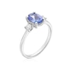 Thumbnail Image 2 of Platinum 0.15ct Diamond Tanzanite Oval & Round Trilogy Ring