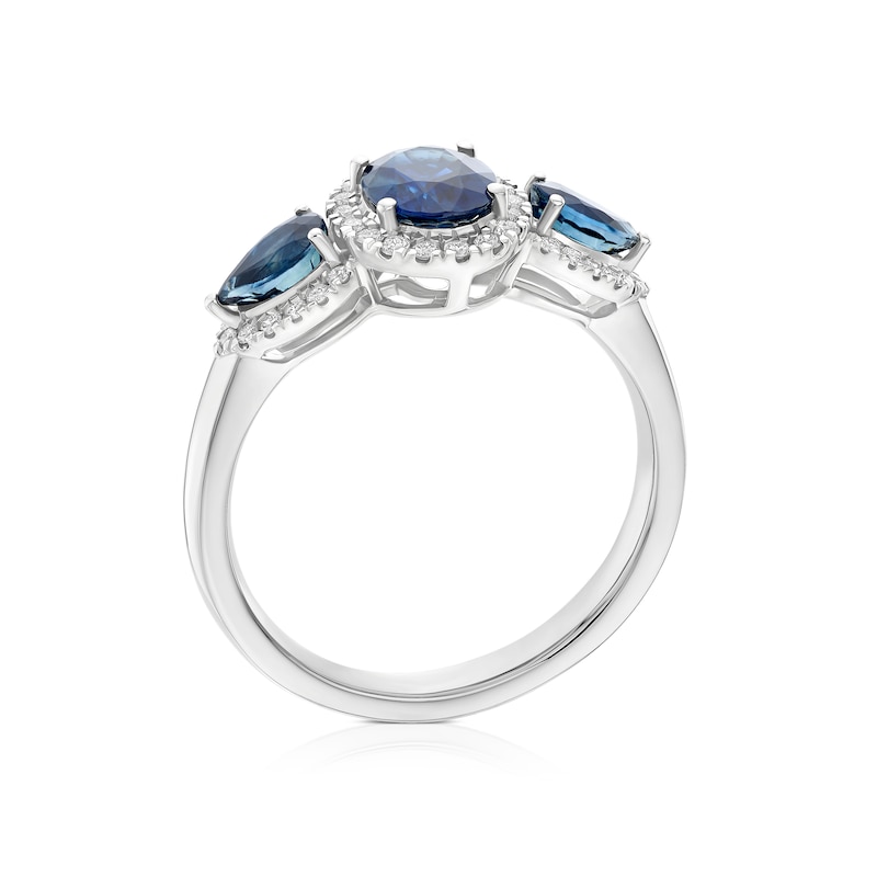 Main Image 3 of Platinum 0.20ct Diamond Sapphire Oval & PearTrilogy Ring