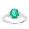Thumbnail Image 1 of Platinum 0.20ct Diamond & Emerald Oval Trilogy Ring