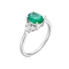 Thumbnail Image 2 of Platinum 0.20ct Diamond & Emerald Oval Trilogy Ring