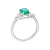 Thumbnail Image 3 of Platinum 0.20ct Diamond & Emerald Oval Trilogy Ring