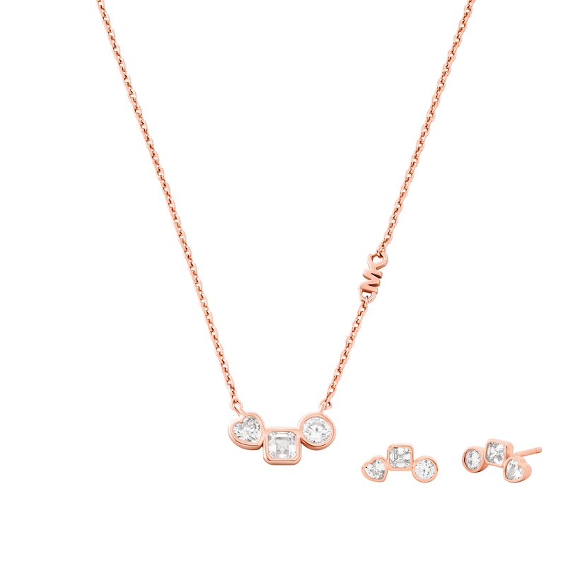 Main Image 1 of Michael Kors 14K Rose Gold-Plated Sterling Silver Necklace & Earring Gift Set