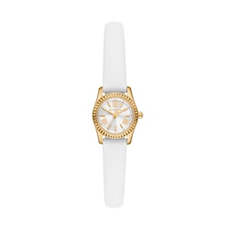 Michael Kors Lexington White Leather Strap Watch