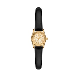 Michael Kors Lexington Black Leather Strap Watch