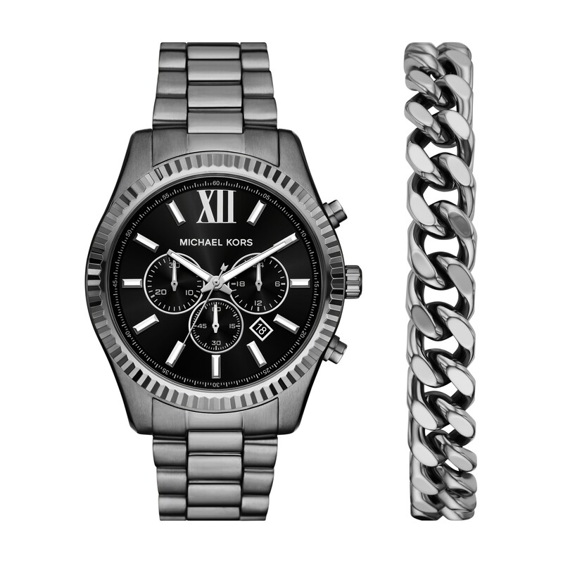 Main Image 1 of Michael Kors Lexington Chronograph Gunmetal Stainless Steel Watch Set