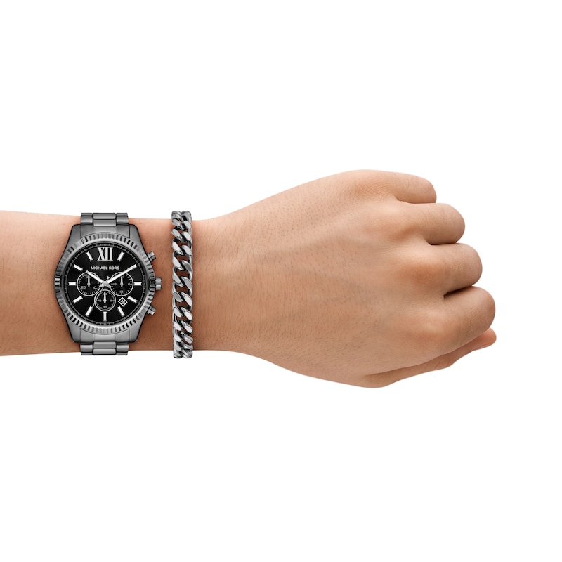 Main Image 4 of Michael Kors Lexington Chronograph Gunmetal Stainless Steel Watch Set