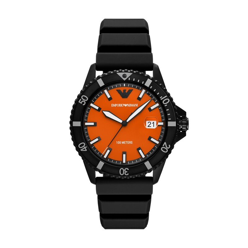 Main Image 1 of Emporio Armani World Explorer Three Hand Date Black Silicone Strap Watch