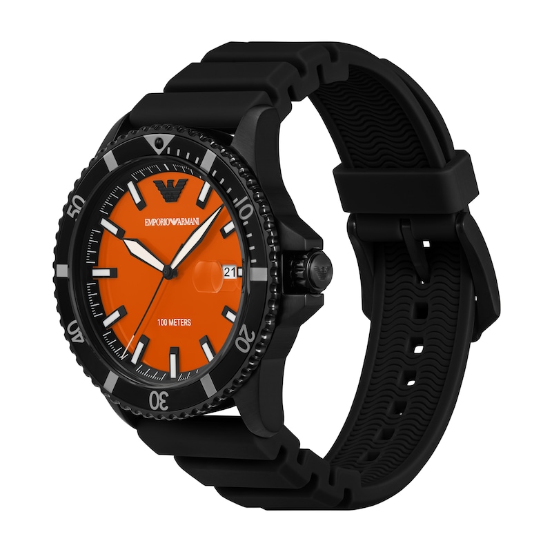 Main Image 4 of Emporio Armani World Explorer Three Hand Date Black Silicone Strap Watch