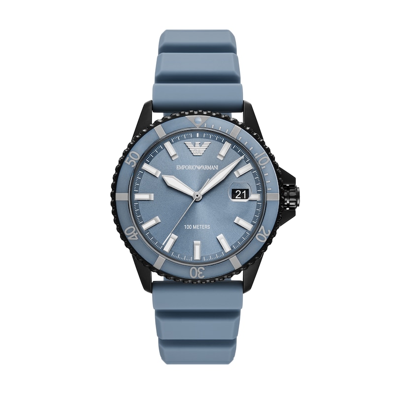 Main Image 1 of Emporio Armani World Explorer Three Hand Date Blue Silicone Strap Watch
