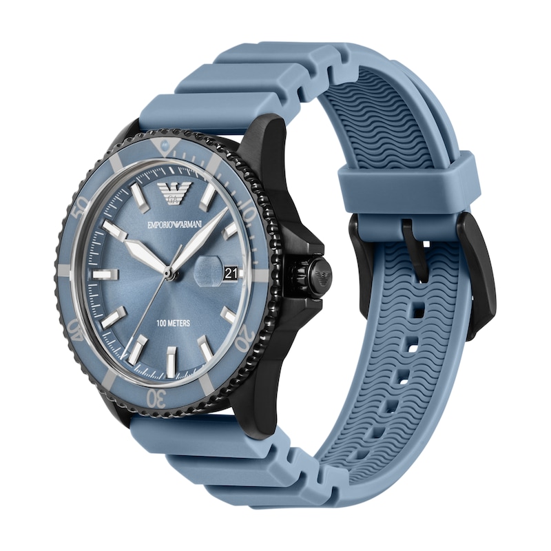 Main Image 4 of Emporio Armani World Explorer Three Hand Date Blue Silicone Strap Watch