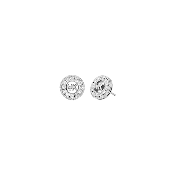 Women's Michael Kors Sterling Silver Pavé Logo Stud Earrings