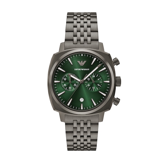 Emporio Armani Mens Chronograph Gunmetal Stainless Steel Wat