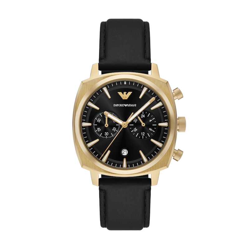 Main Image 1 of Emporio Armani Men's Chronograph Black Leather Strap Watch