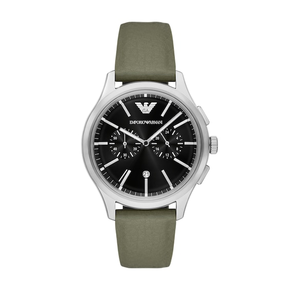 Emporio Armani Mens Chronograph Green Mirum Strap Watch