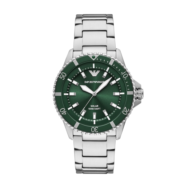 Main Image 1 of Emporio Armani World Explorer Men's Solar Green Dial & Stainless Steel Watch