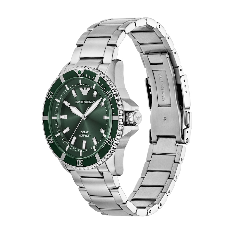 Main Image 4 of Emporio Armani World Explorer Men's Solar Green Dial & Stainless Steel Watch