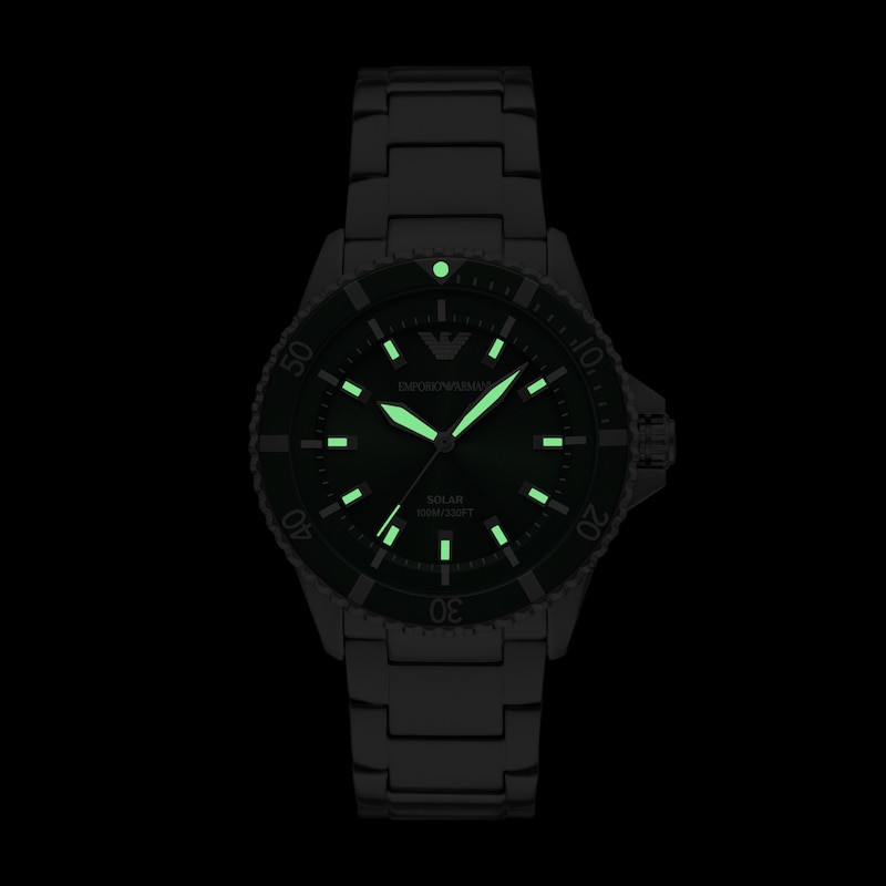 Main Image 5 of Emporio Armani World Explorer Men's Solar Green Dial & Stainless Steel Watch