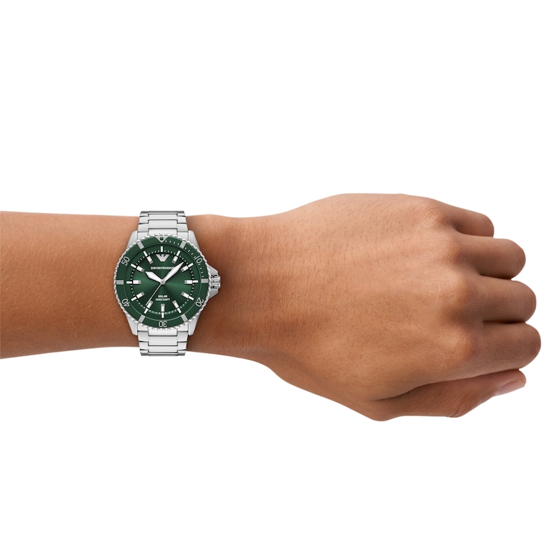 Main Image 6 of Emporio Armani World Explorer Men's Solar Green Dial & Stainless Steel Watch