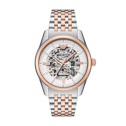 Emporio Armani Men's Automatic Skeleton Dial & Two-Tone Watch