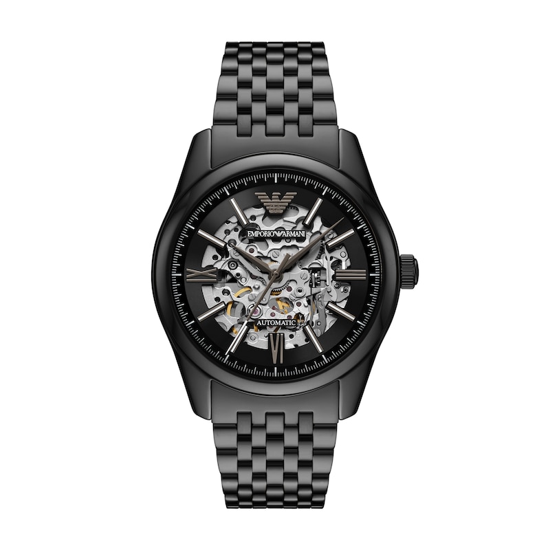Main Image 1 of Emporio Armani Men's Automatic Skeleton Dial Black Stainless Steel Watch