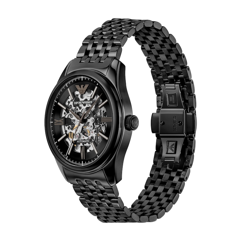 Main Image 4 of Emporio Armani Men's Automatic Skeleton Dial Black Stainless Steel Watch