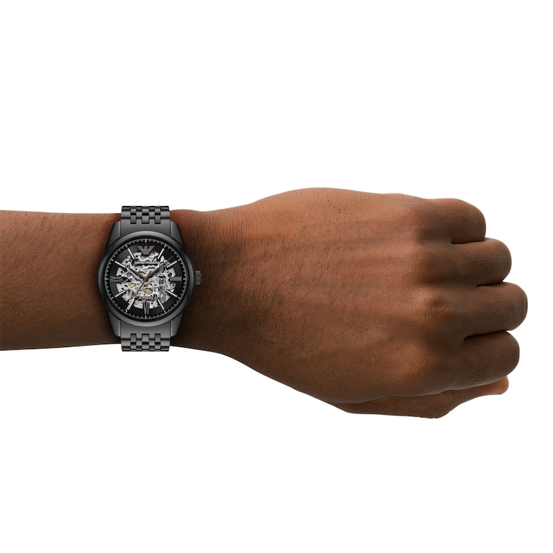 Main Image 5 of Emporio Armani Men's Automatic Skeleton Dial Black Stainless Steel Watch